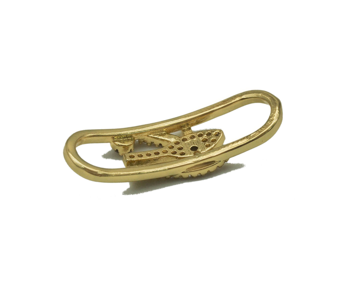 CZ Pave Fish Eye Oval link Connector Charm, Sku#LK693