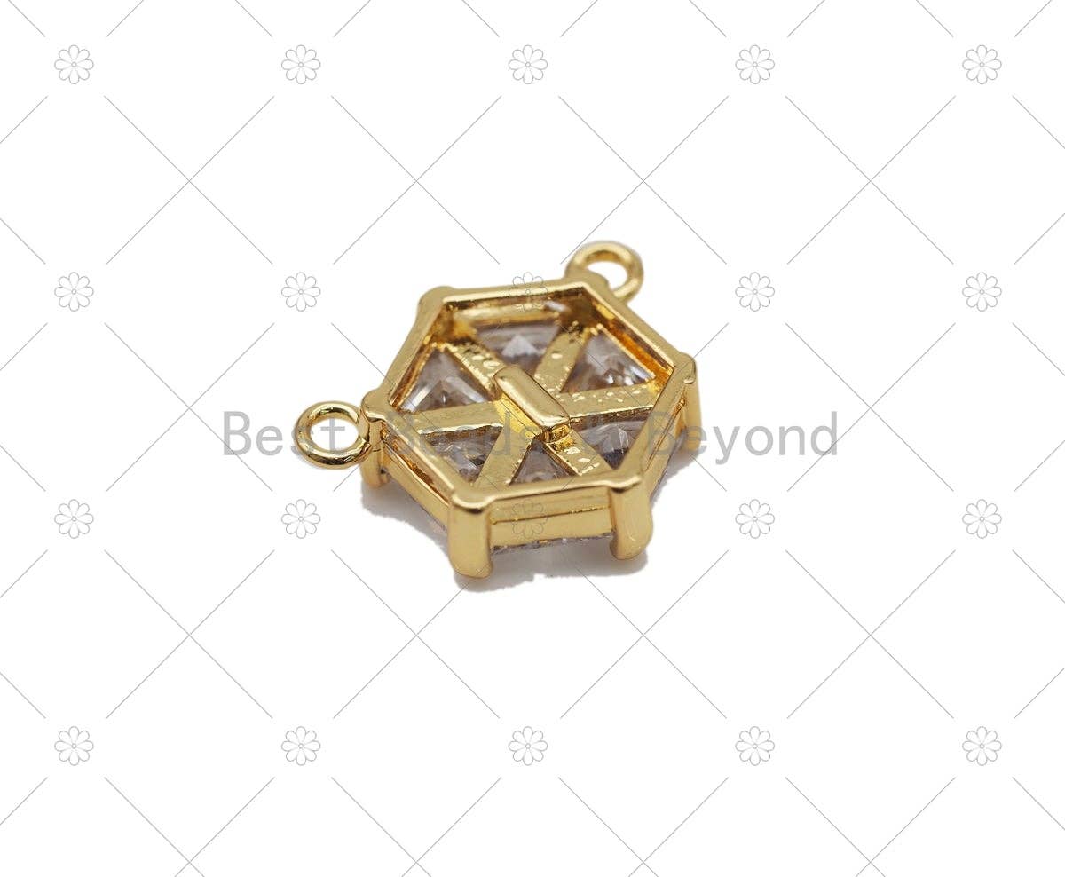 Big CZ Micro Pave Hexagon Pendant, Sku#LK569