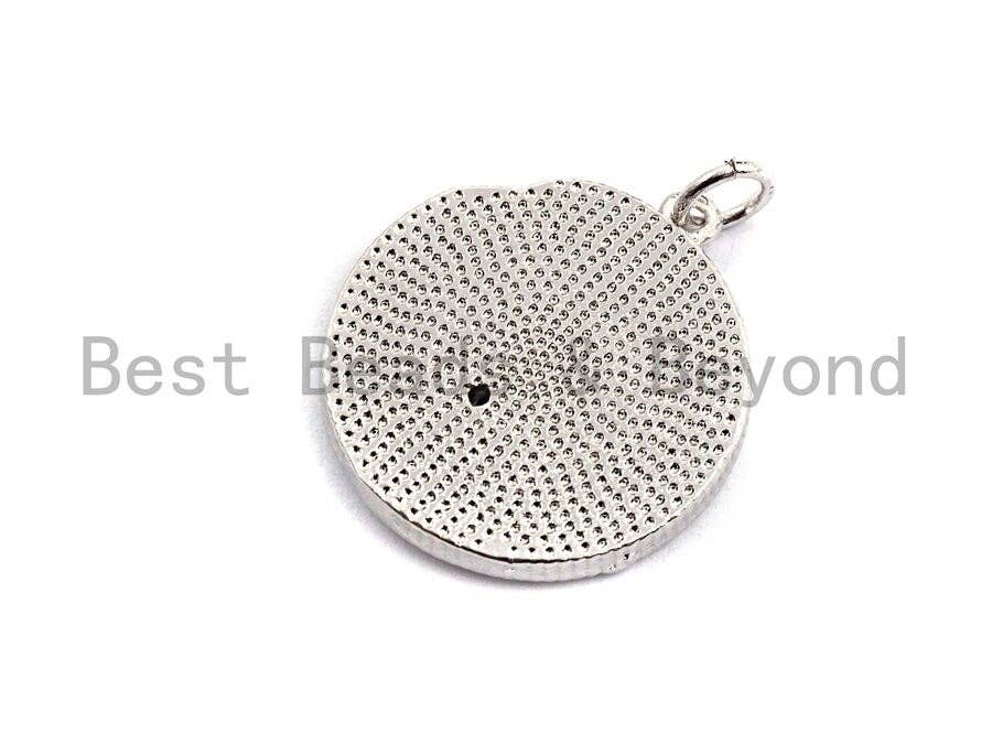 Enamel Round With Snake And Moon Pendant, Gold/Black/Silver,CZ Micro Pave Oil Drop pendant,Enamel Jewelry,20x22mm,sku#Z402
