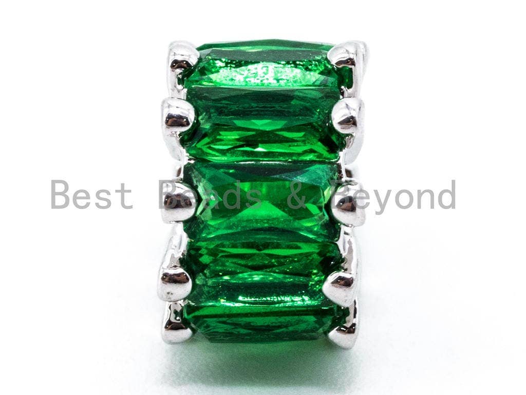6x10mm CZ Micro Pave Big Hole Tube Beads, European Large Hole Beads, sku#G271