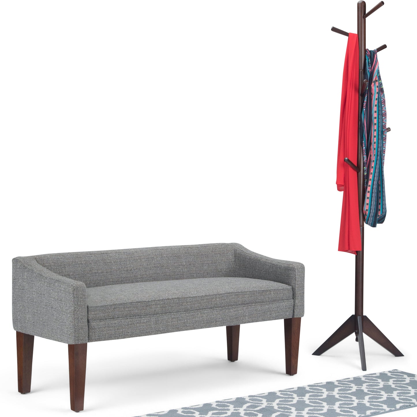 Parris 50 Inch Wide Upholstered Bench in Pebble