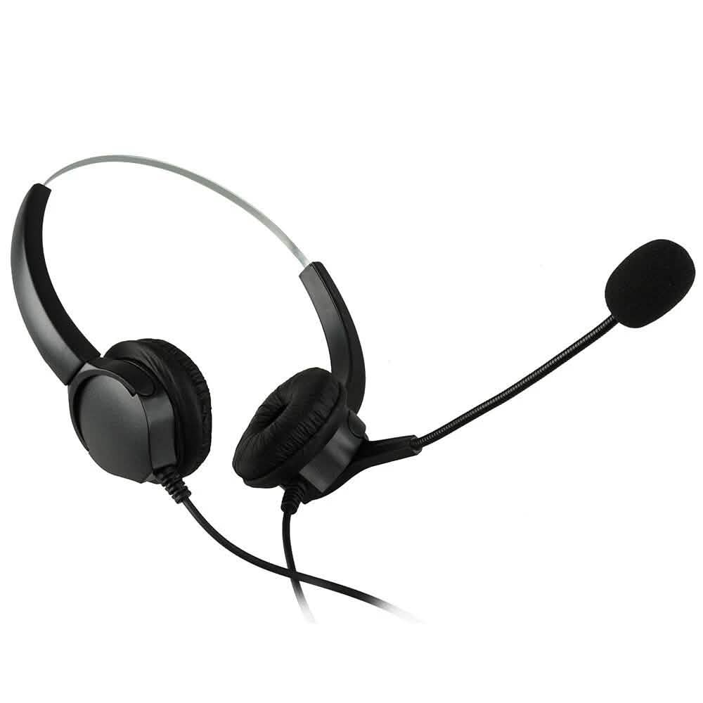 Call Center Noise Cancelling Corded Binaural Hands-free Headset with Microphone