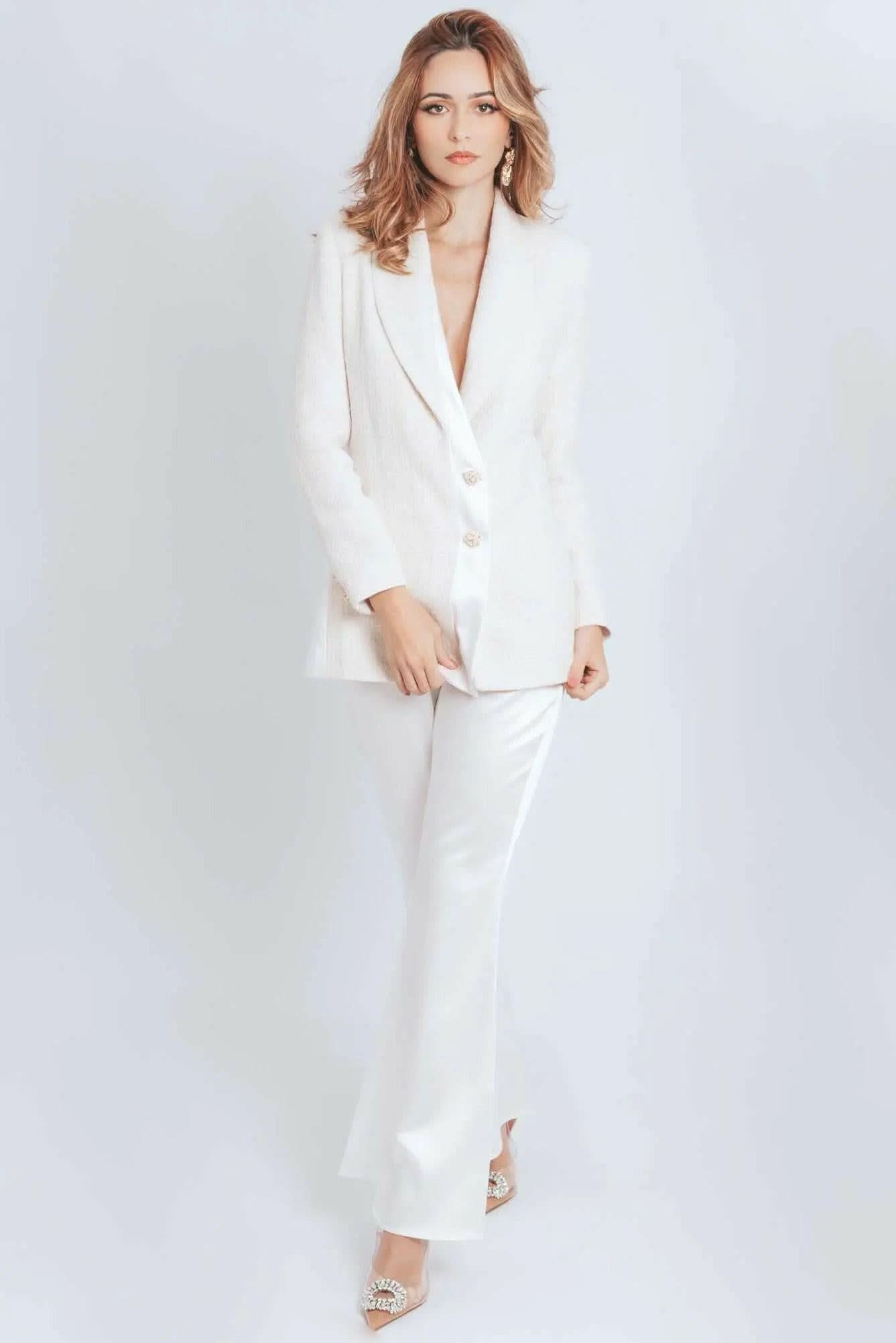 Call Me Coco Diamond Aquamarine Tweed Blazer