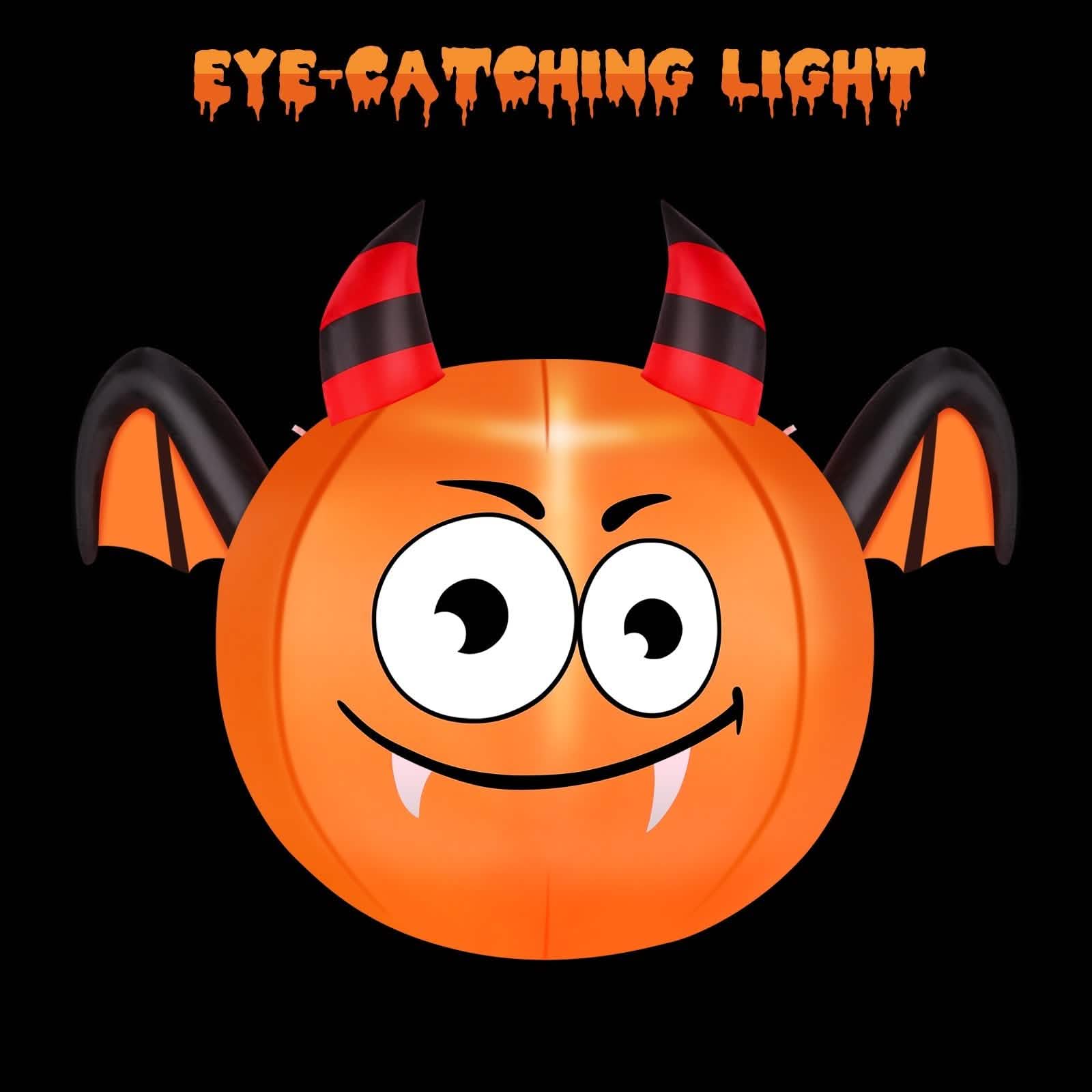 CAMAULAN 4FT Halloween Pumpkin Outdoor Decoration with a Bat