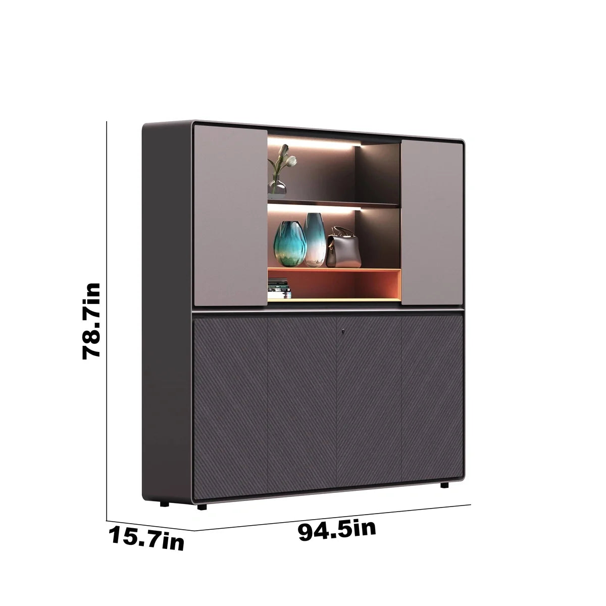 Lisse · Office Shelves w/ Integrated Lighting & Storage Cabinets