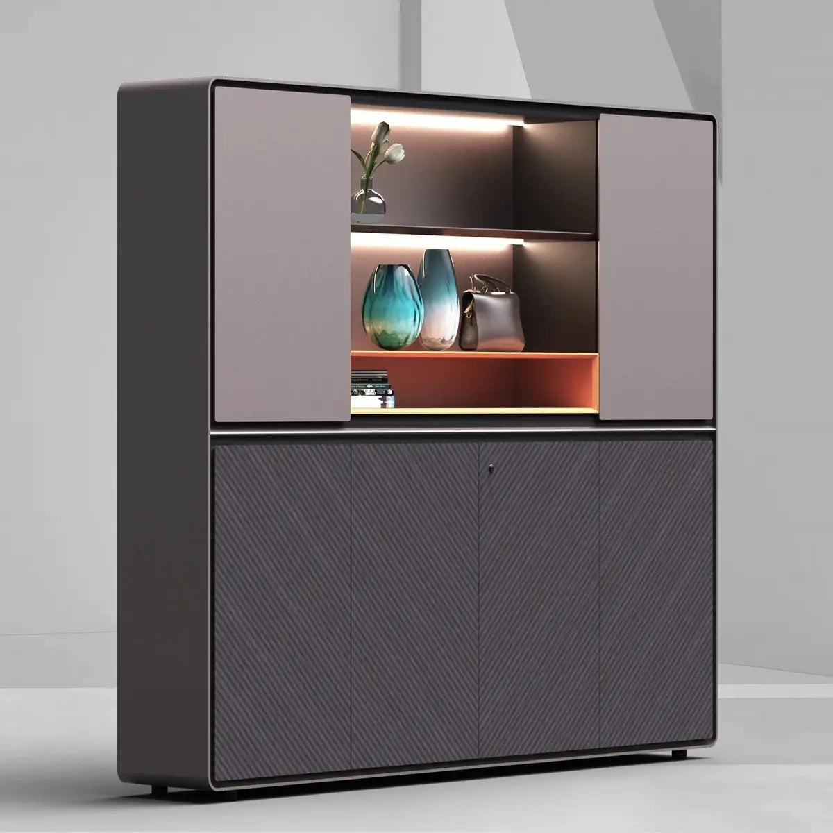 Lisse · Office Shelves w/ Integrated Lighting & Storage Cabinets