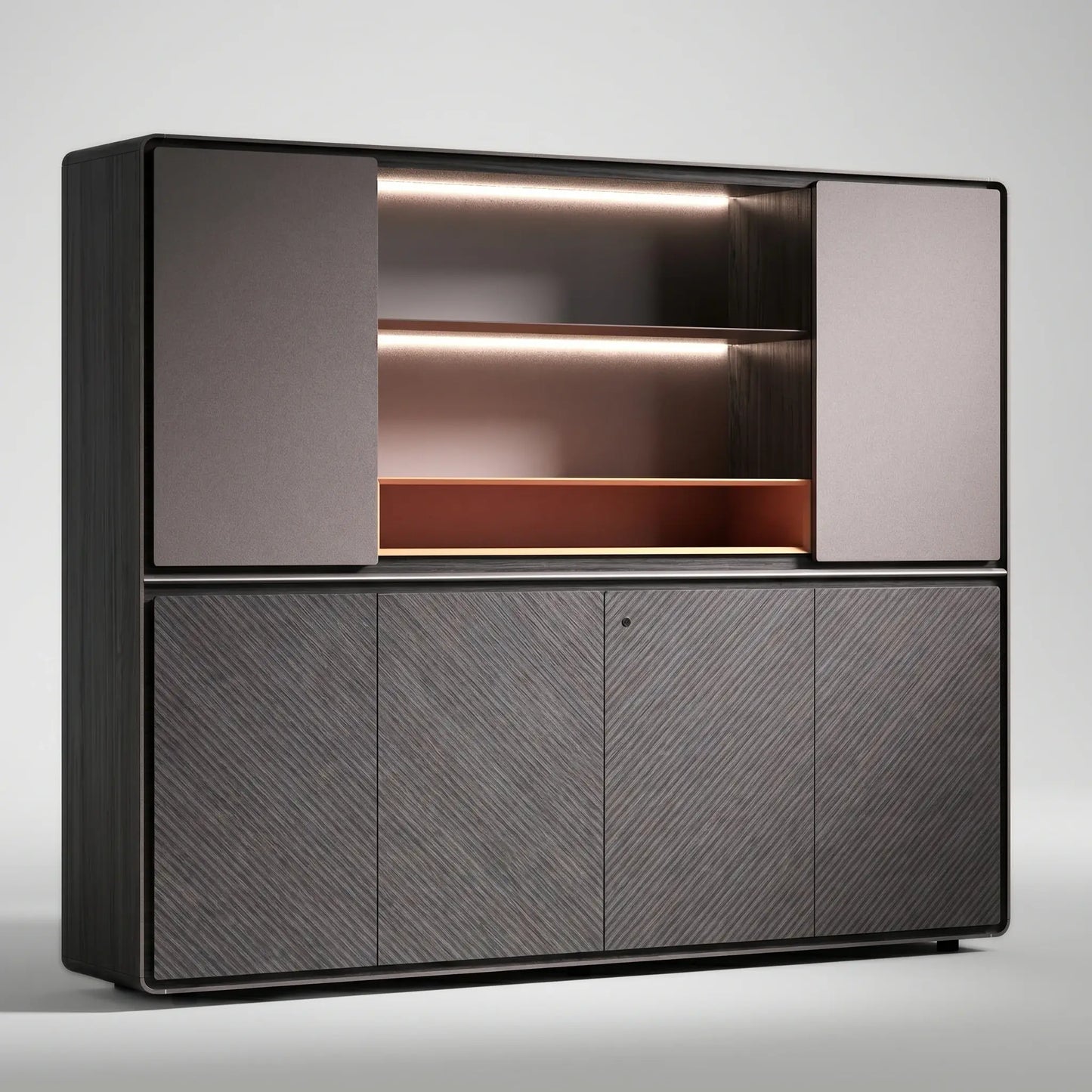 Lisse · Office Shelves w/ Integrated Lighting & Storage Cabinets