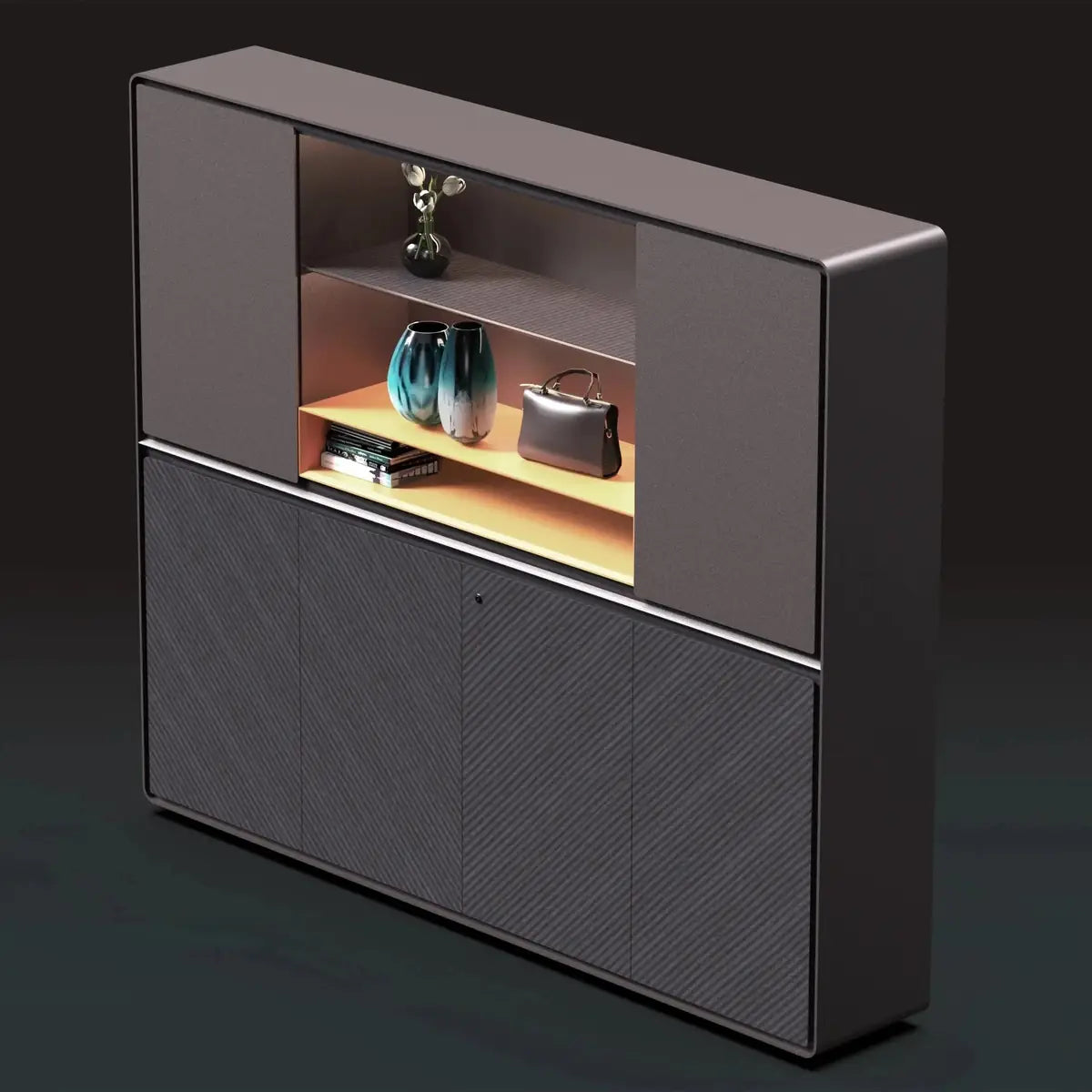 Lisse · Office Shelves w/ Integrated Lighting & Storage Cabinets