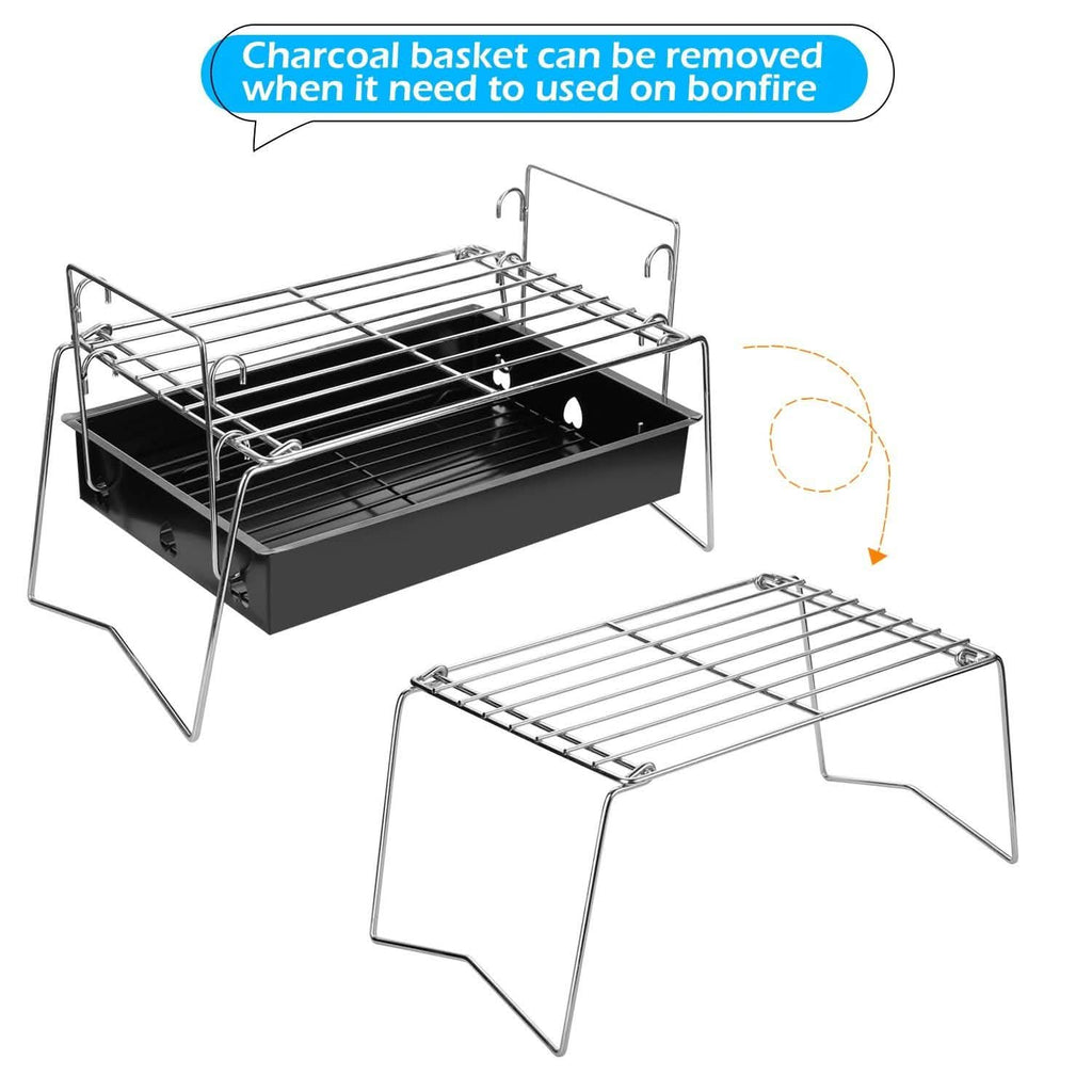 Camping Grill Barbecue Tool Folding & Lightweight Steel Mesh Portable