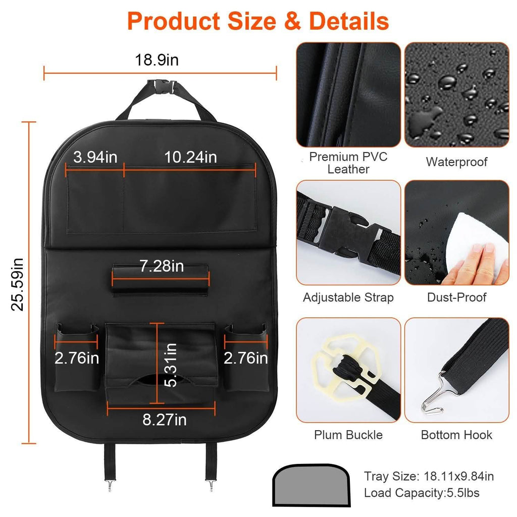 Car Back Seat Organizer with Foldable Table Tray 8 Pockets