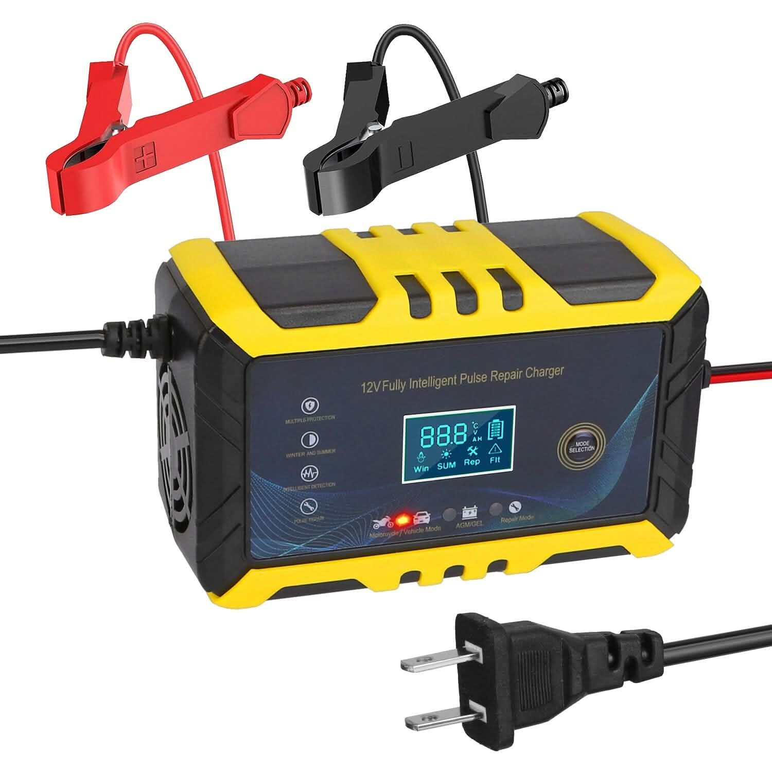 Car Battery Charger 12V/6A Smart Automatic Battery Charger Pulse Repair