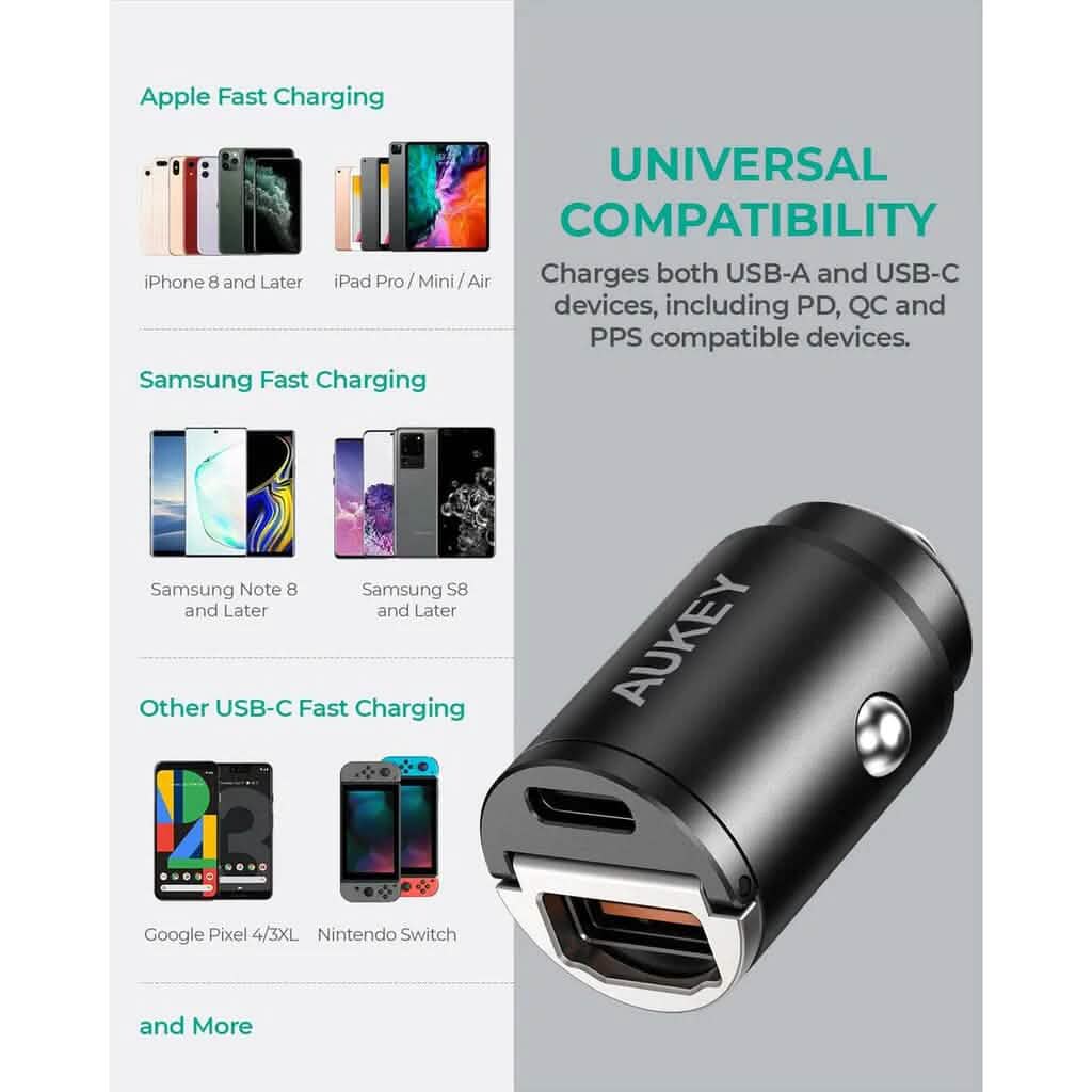 AUKEY カーチャージャー 30W デュアルポート