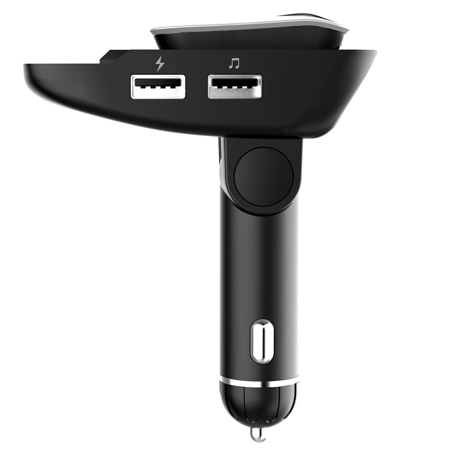 Transmetteur FM de voiture avec écouteur sans fil et 2 ports de charge USB