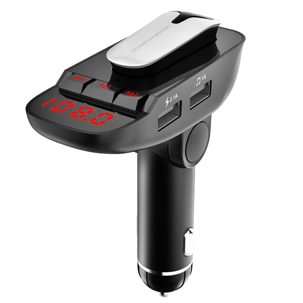 Transmetteur FM de voiture avec écouteur sans fil et 2 ports de charge USB