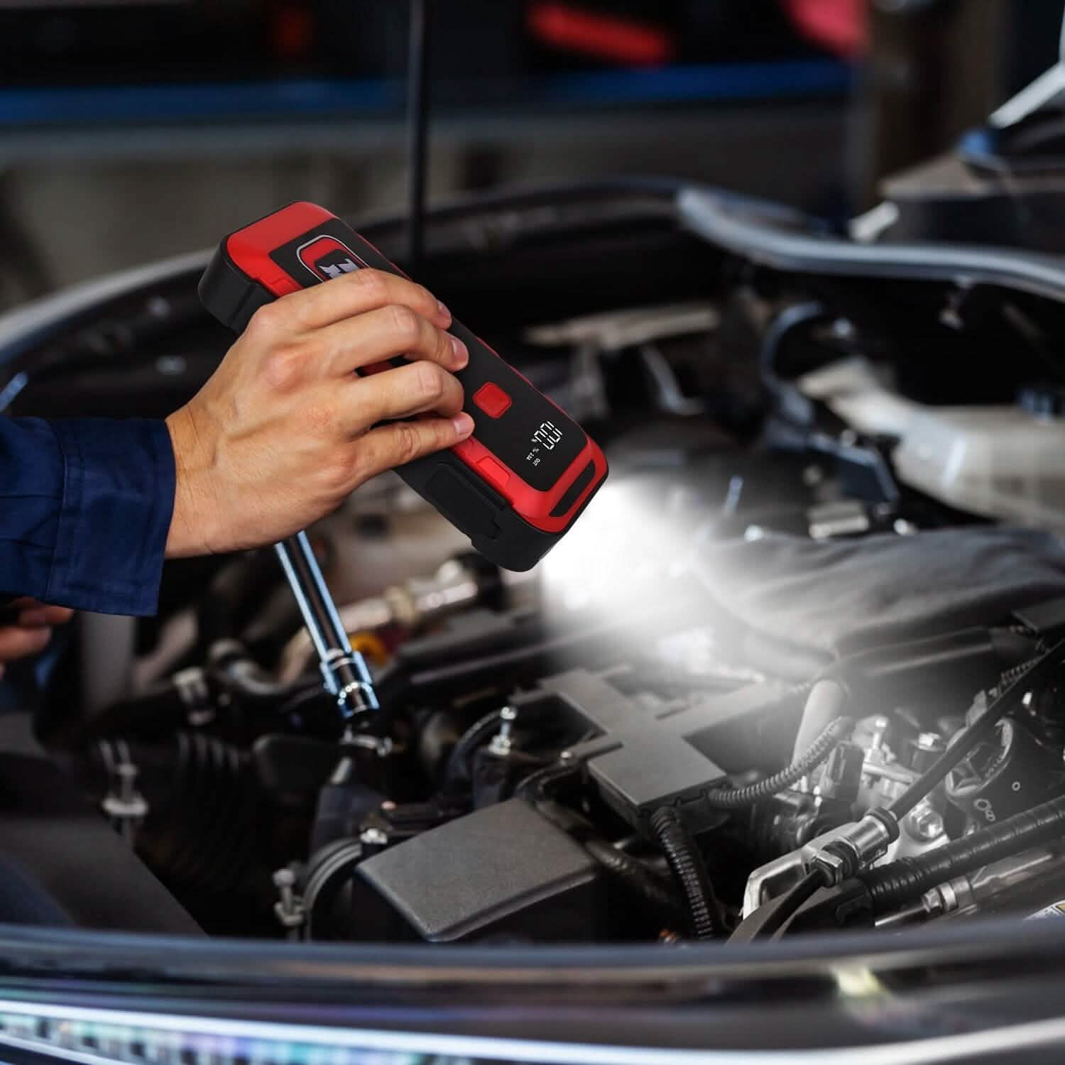 Démarreur de voiture 2500 A en crête 25800 mAh Chargeur de batterie Externe
