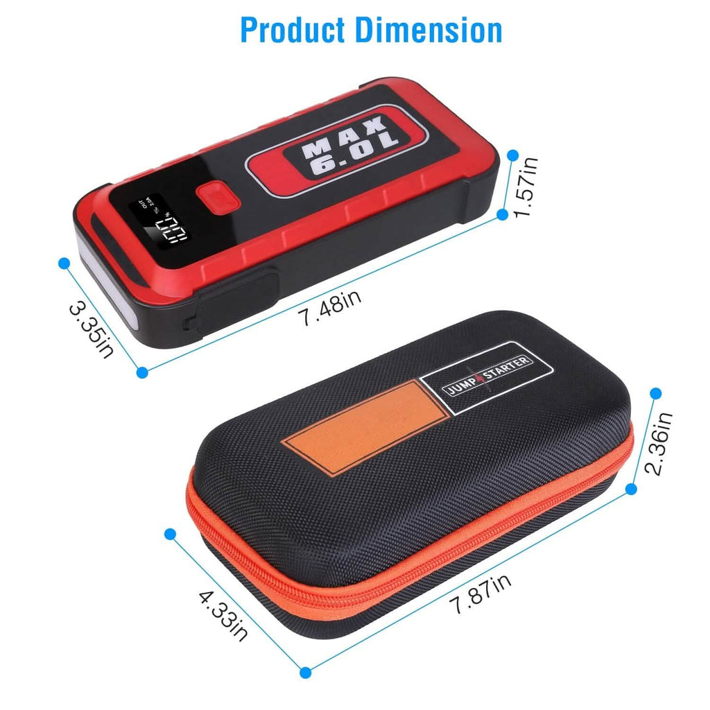 Démarreur de voiture 2500 A en crête 25800 mAh Chargeur de batterie Externe