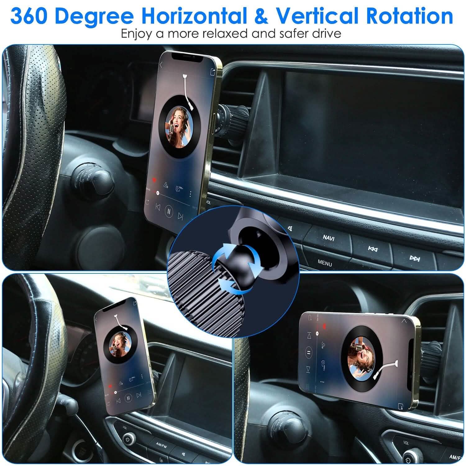 Car Mount Magnetic Phone Holder For Car 360° Rotation
