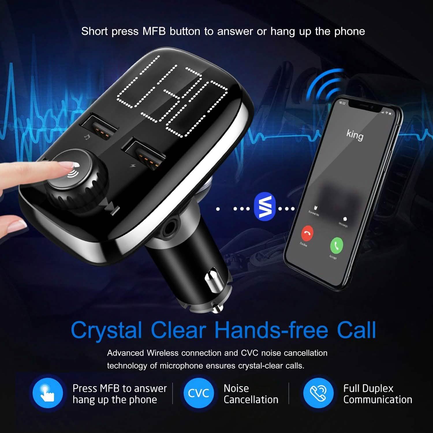 車載ワイヤレスFMトランスミッター デュアルUSB充電器