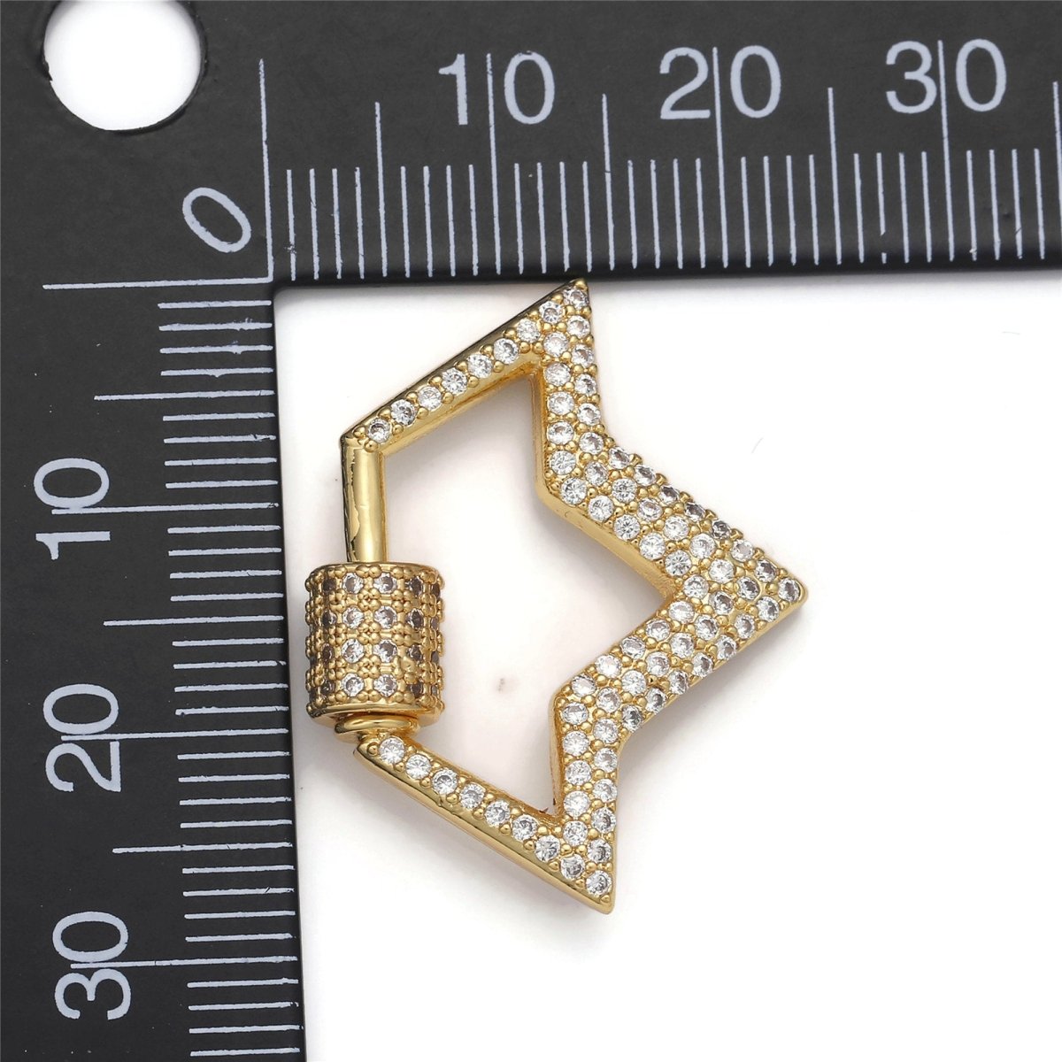 Carabiner Screw  Clasp, Screw Clasp Crown , Interlocking Crown Clasp, Pave Crown Shaped Clasps, Gold Color, K-490