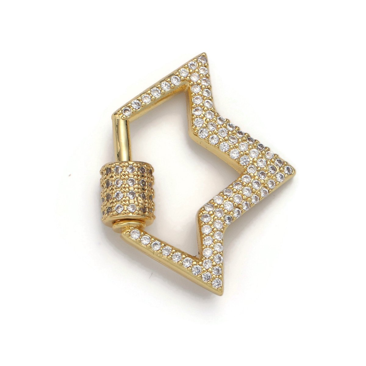 Carabiner Screw  Clasp, Screw Clasp Crown , Interlocking Crown Clasp, Pave Crown Shaped Clasps, Gold Color, K-490