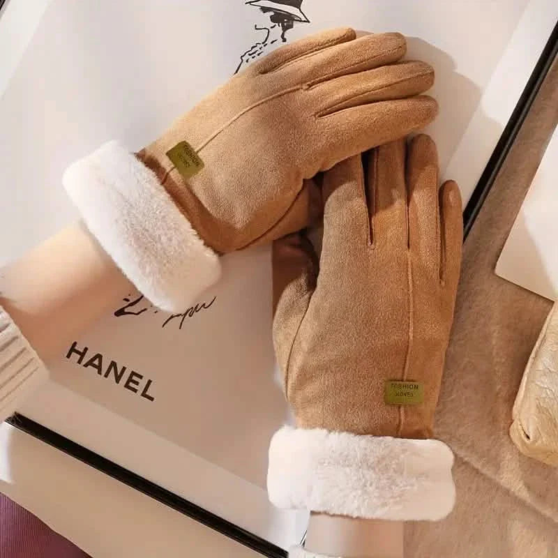Gants en cachemire daim chaud tactile