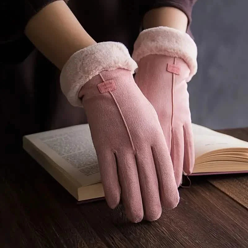 Gants en cachemire daim chaud tactile