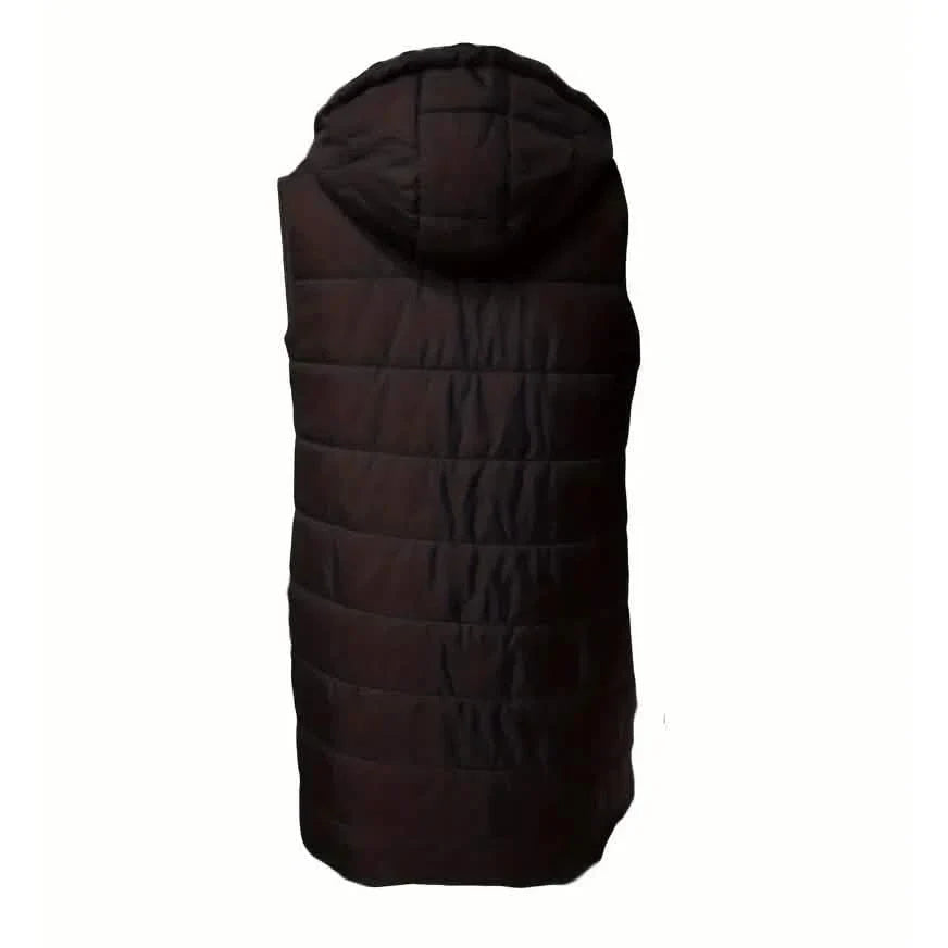 Casual Sleeveless Long Button Front Hooded Coat Outerwear