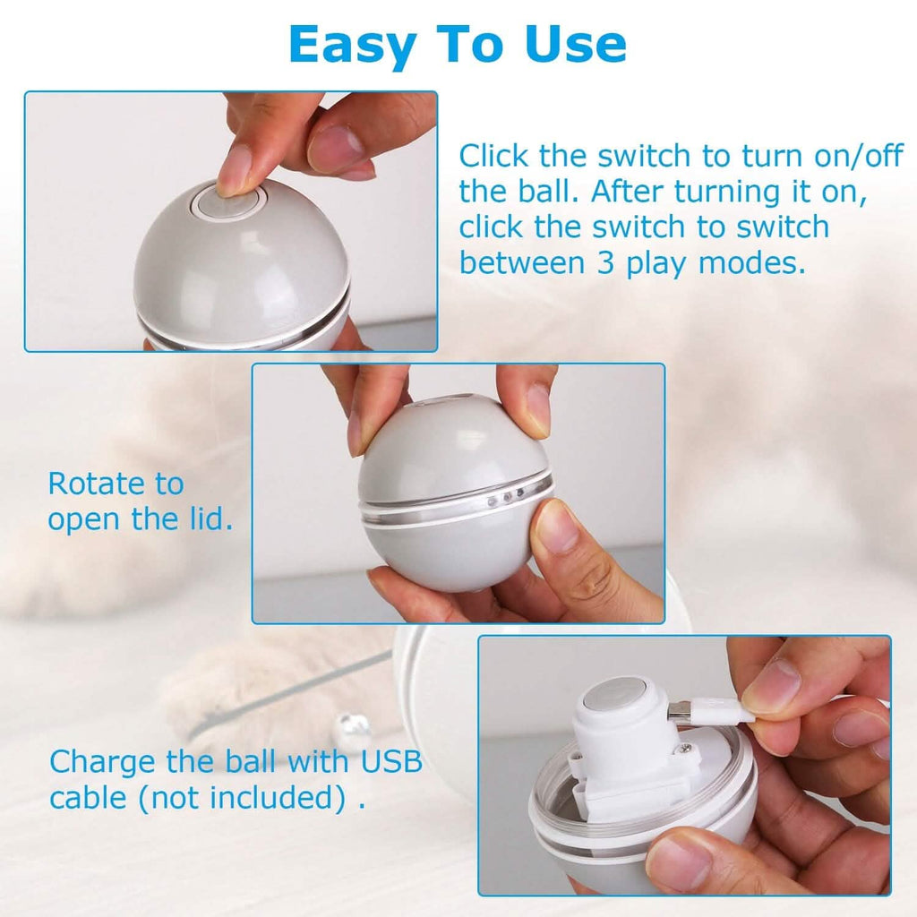 Cat Teaser Ball Automatic Self Rotating Interactive Cat Motion Exercise Toy