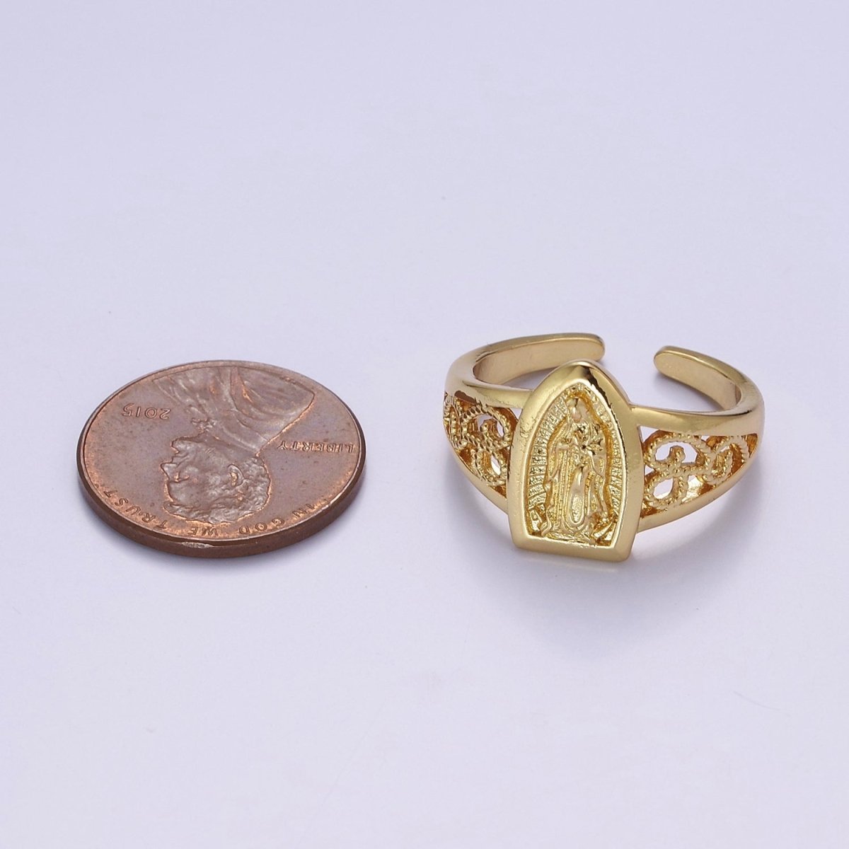 Catholic Our Lady of Guadalupe Gold Rings Virgin Mary Religious Ring O-2164
