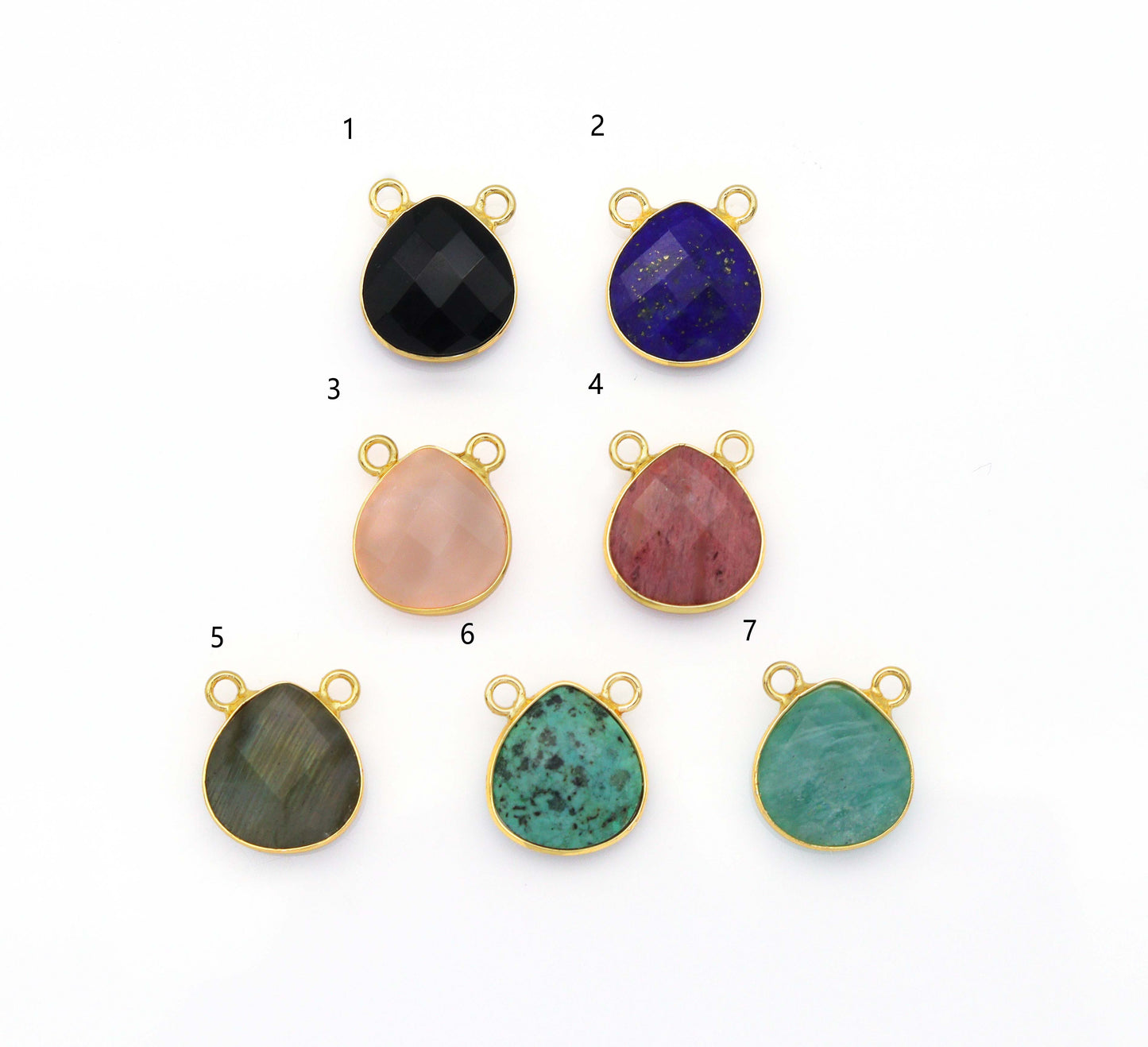 Gold Teardrop Gemstone Charm, Sku#LY21C