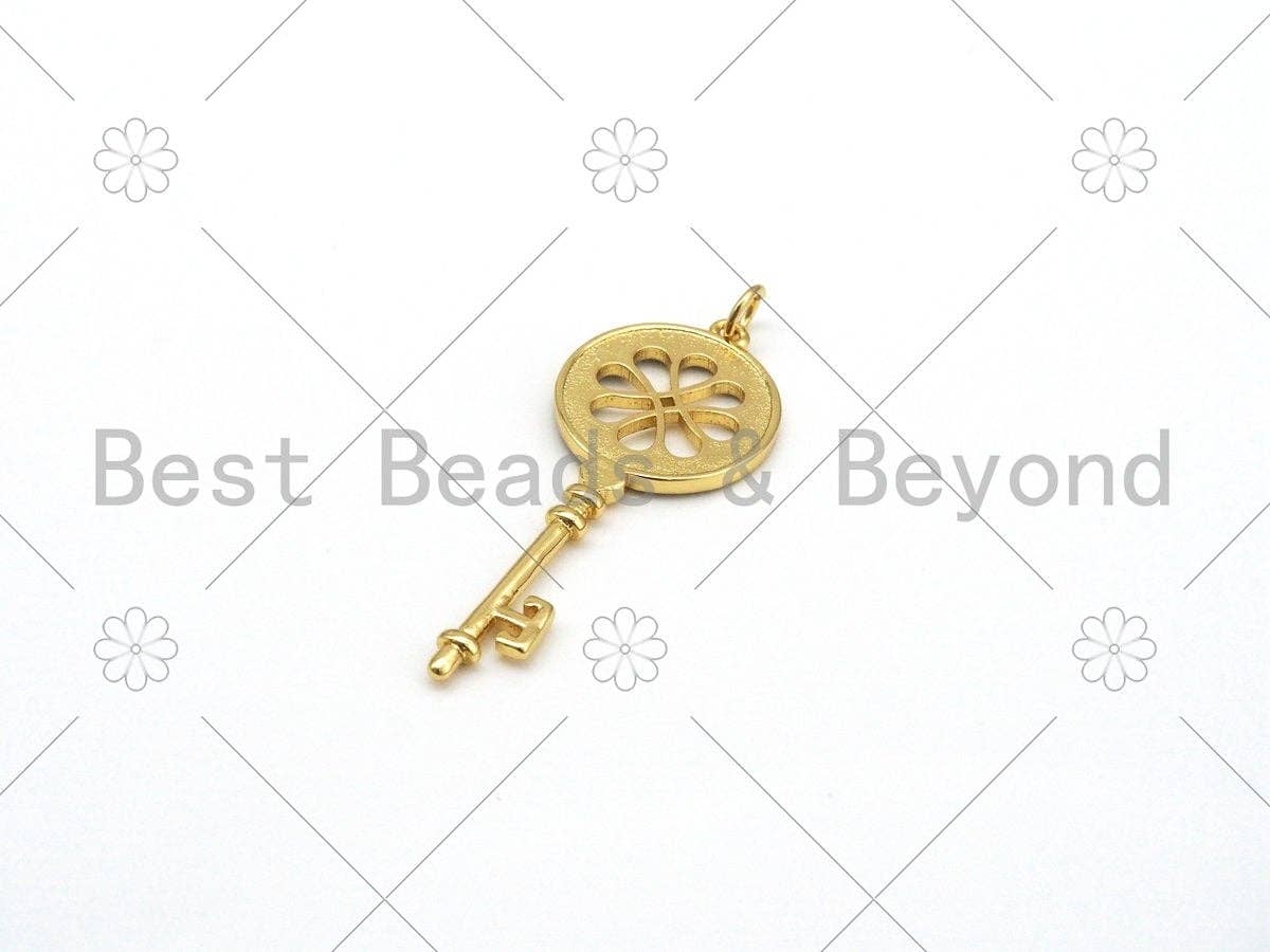 Enamel Colorful Filigree Key Shape Pendant, Gold Filled Enamel Charm,Enamel Jewelry Findings, 17x43mm,Sku#F1418C