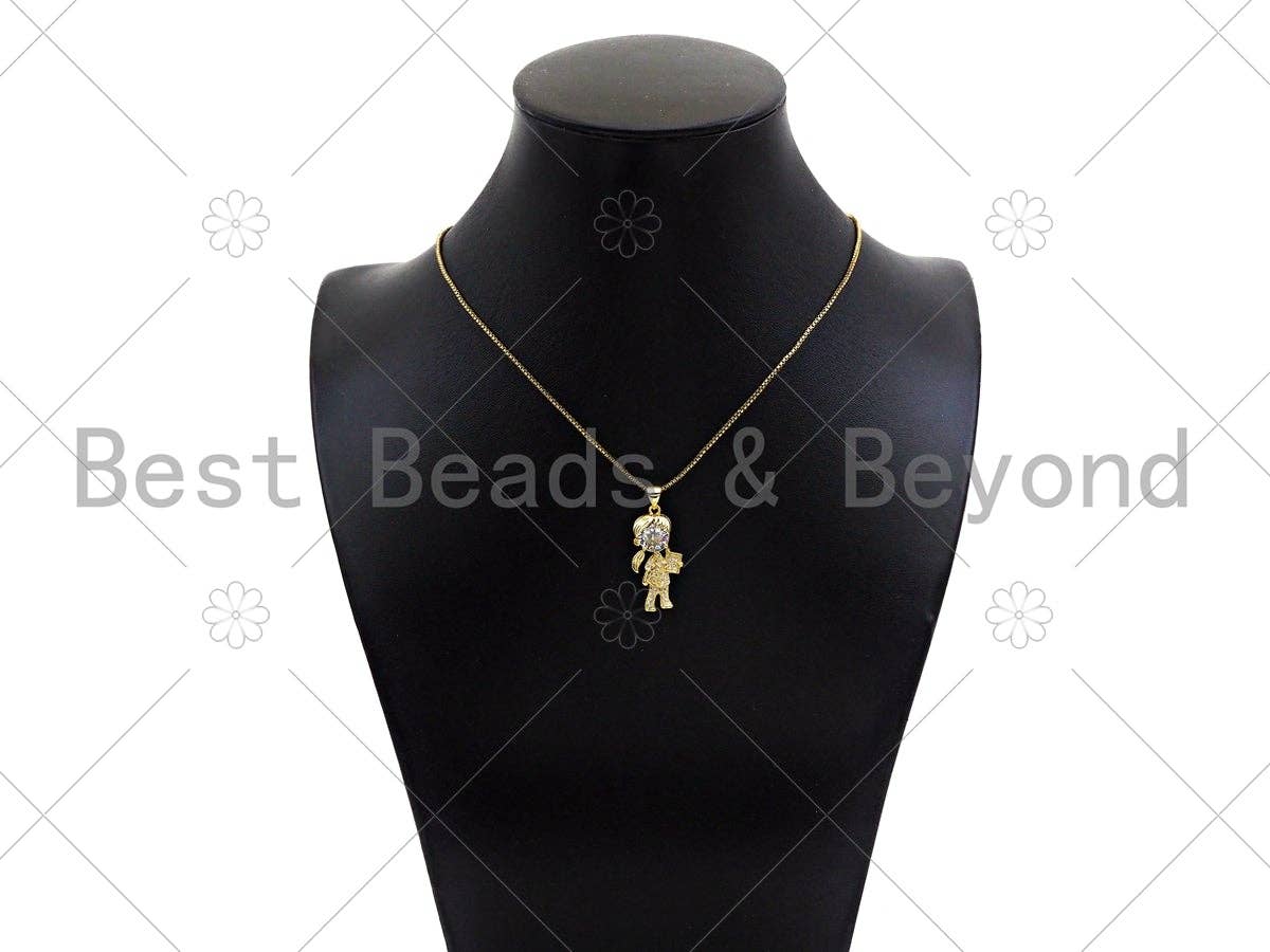 Gold Filled CZ Micro Pave Boy and Girl Shape Pendant,18K Gold Filled Big CZ Charm, Necklace Bracelet Charm Pendant,27x11mm,Sku#LK349