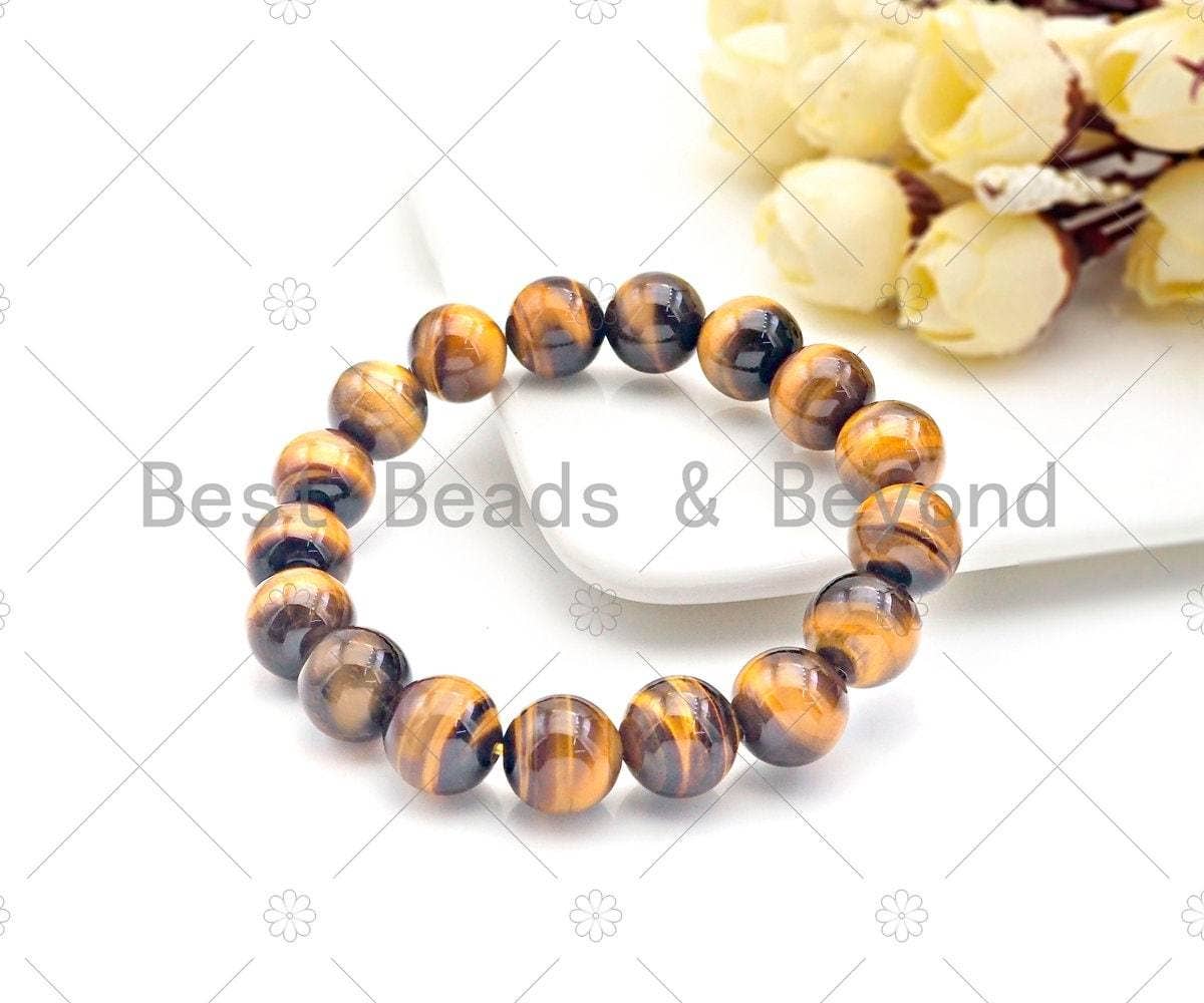 Yellow Tiger Eye Stretchy Bracelet, Sku#U1087