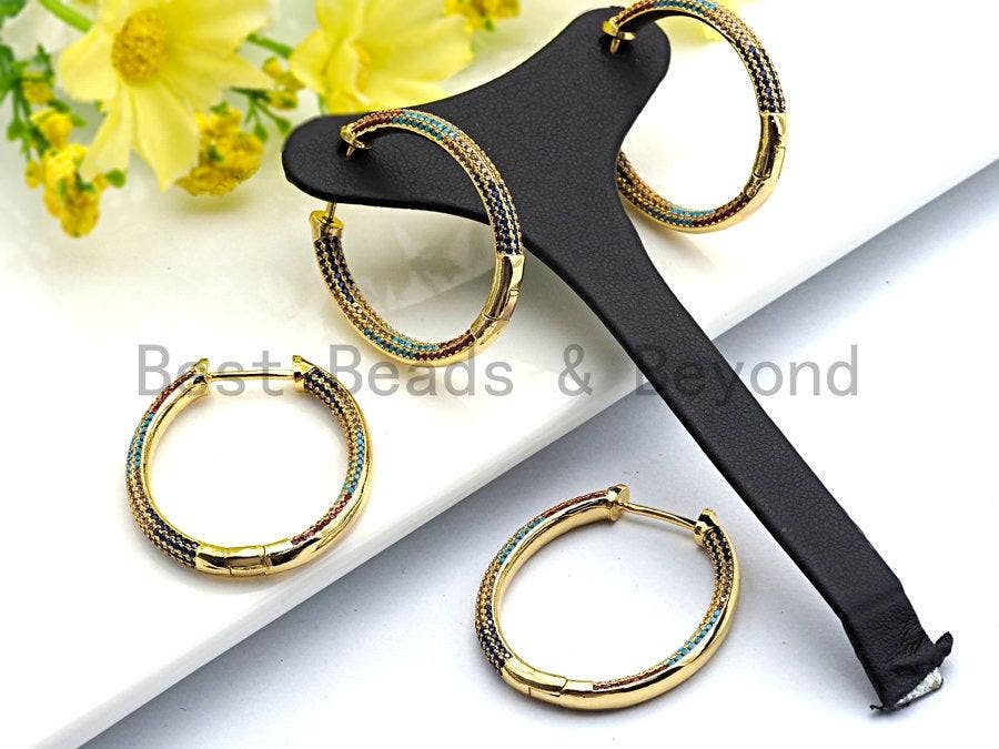 Colorful CZ Large Hoop Earring, Sku#J106