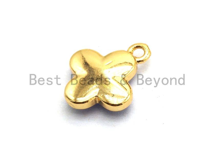 100% Natural Royal Blue Color Clover Shell Charm in Gold/Silver Finish, Blue Shell Pendant, Shell Charm, 10x13mm,SKU#Z330