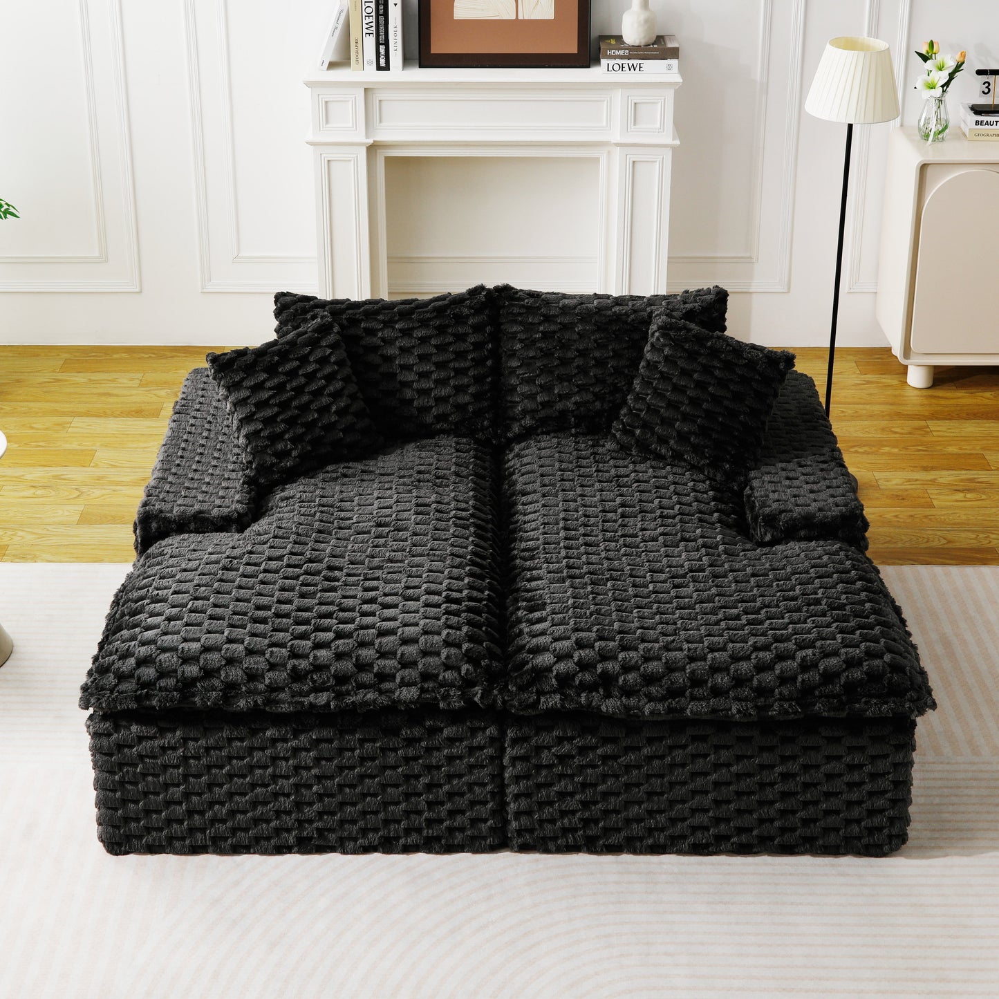 Black Turtle Velvet Double Chaise Lounge
