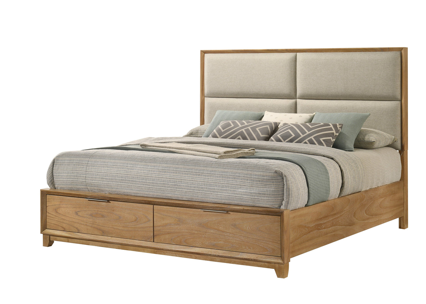 1pc King Storage Platform Bed with Upholstered Ultra-plush Headboard