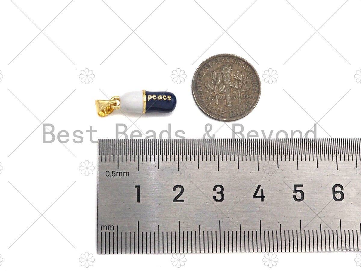 Enamel Colorful Pill Shape Pendant Charm,Peace Word Pink Turquoise Black Cobalt Red Enamel Jewelry,6x17mm,Sku#LK281