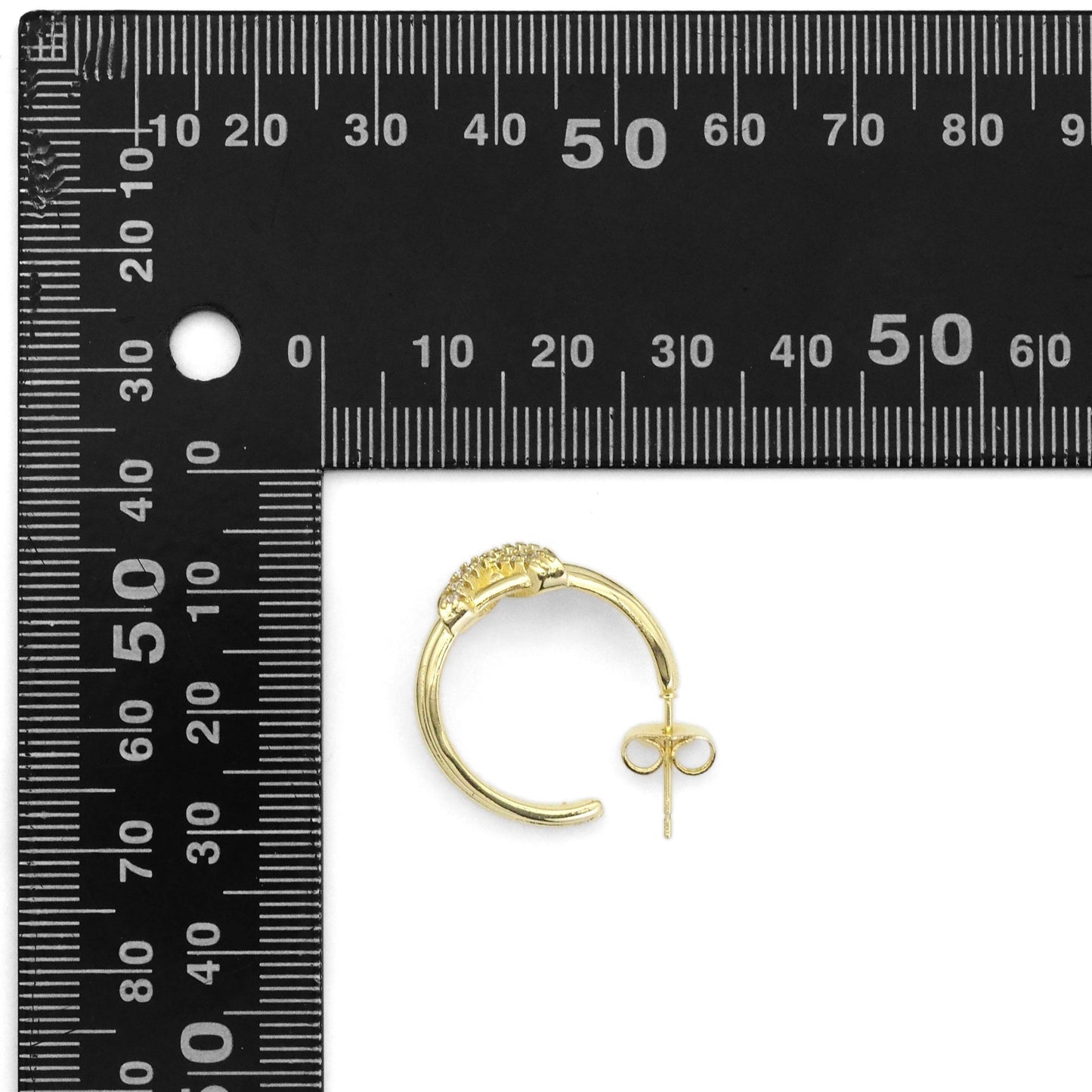 Gold X On Thick Hoop Earrings, Sku#LK849