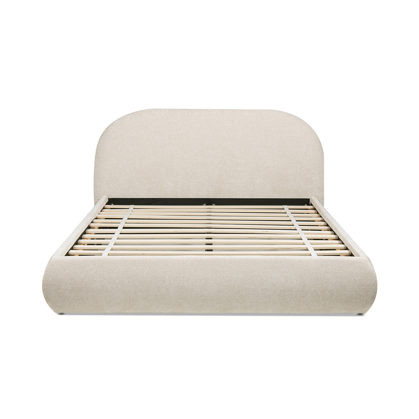 Archie Puffy Grounded Upholstered Platform Bed Queen, Oatmeal Light