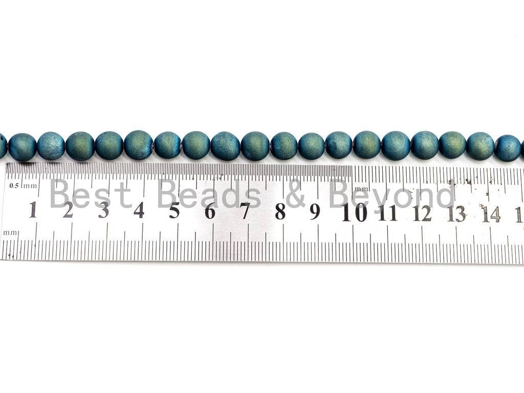 Druzy Peacock Green Plated Agate beads, 6mm/8mm/10mm/12mm Round Smooth Matte beads,Natural Agate Druzy Round Beads, 15.5inch strand, SKU#U54