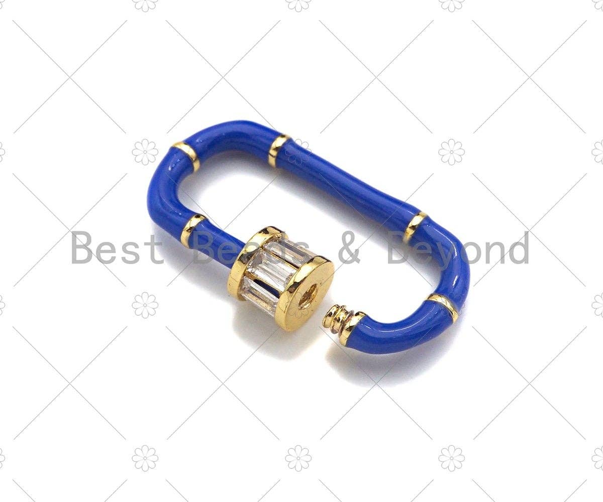 New Gold Filled Colorful Enamel Buckle Clasp, Enamel Oval Shape Screw Clasp, 18K Gold Filled Clasp Lock, Screw Clasp,17x30mm,Sku#H326