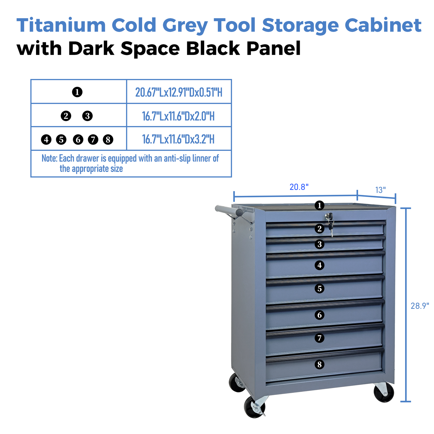 Rolling Metal Tool Chest with 7 Drawers