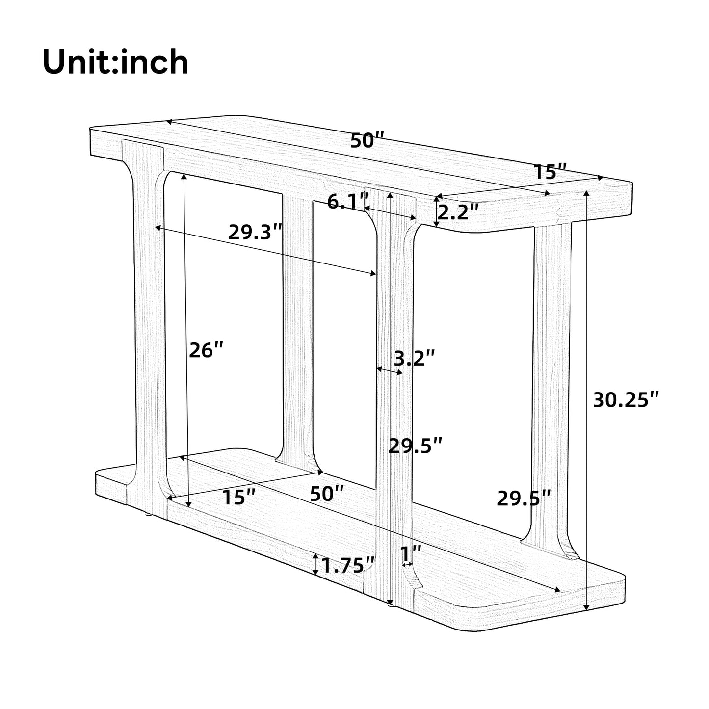 50" Minimalist Modern Console Table