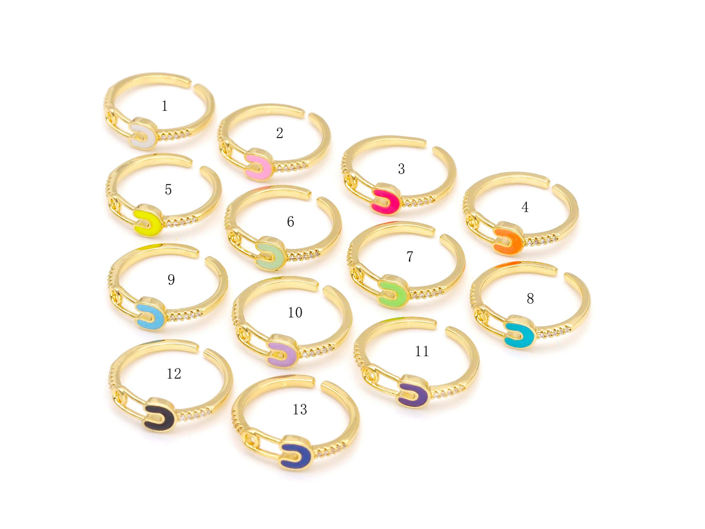 Enamel Safety Pin Adjustable Ring,X280