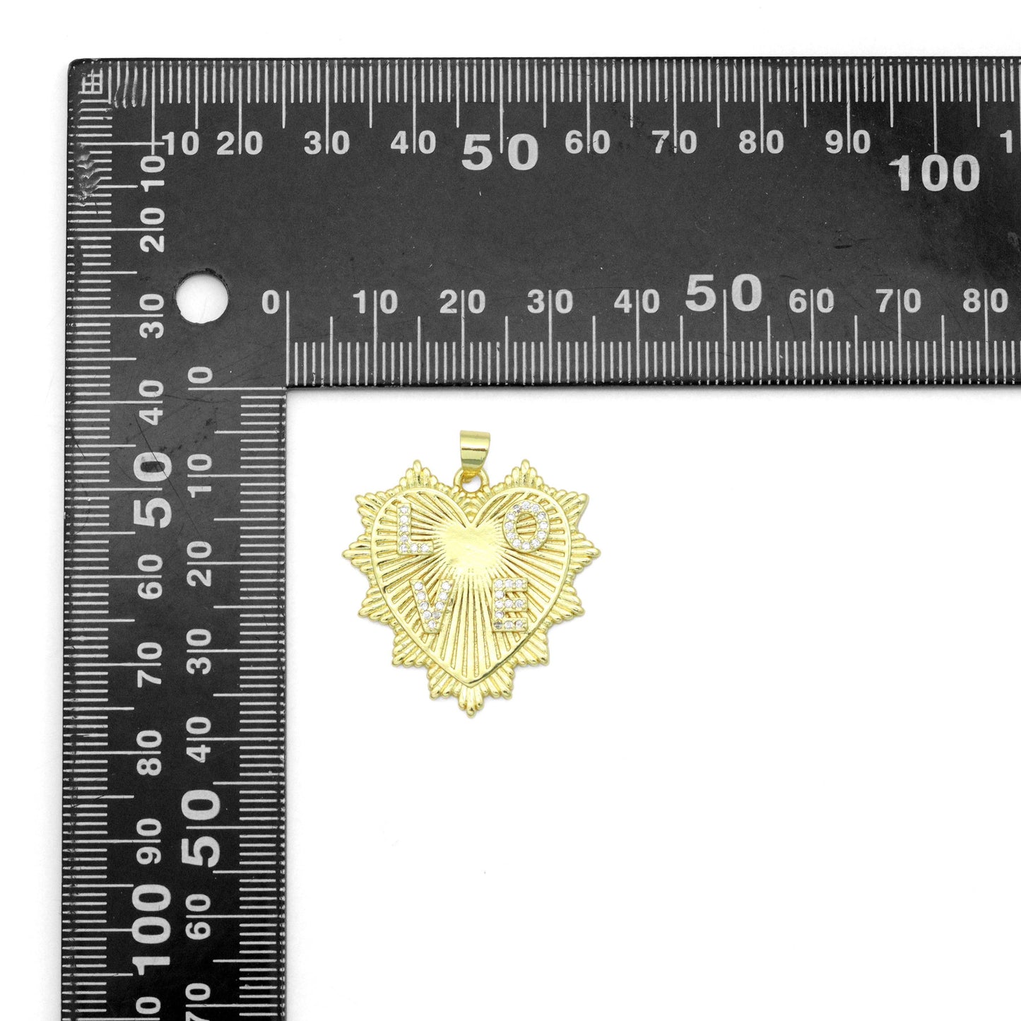Clear CZ Gold Love On Heart Shape Charm Pendant, Sku#LK1117