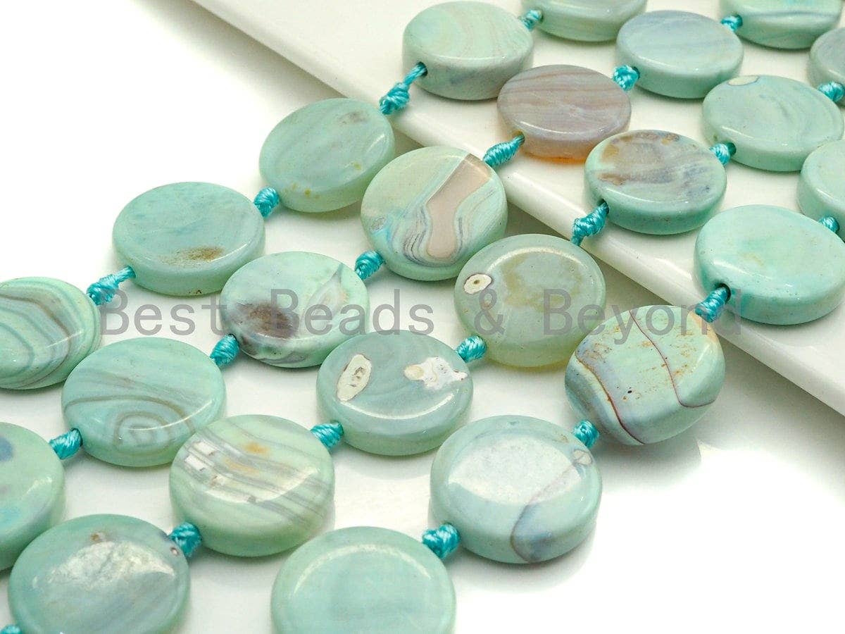 25mm/30mm Natural Blue Agate Coin Shape Spacer Beads,  1pc/9pc/11pc, sku#U881