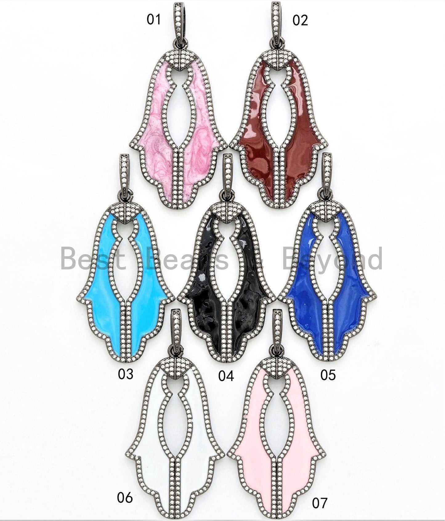 NEW Enamel Colorful Hamsa Hand Pendant,CZ Micro Pave Oil Drop Leaf pendant,Enamel pendant,Enamel Jewelry,27x47mm,sku#F568C