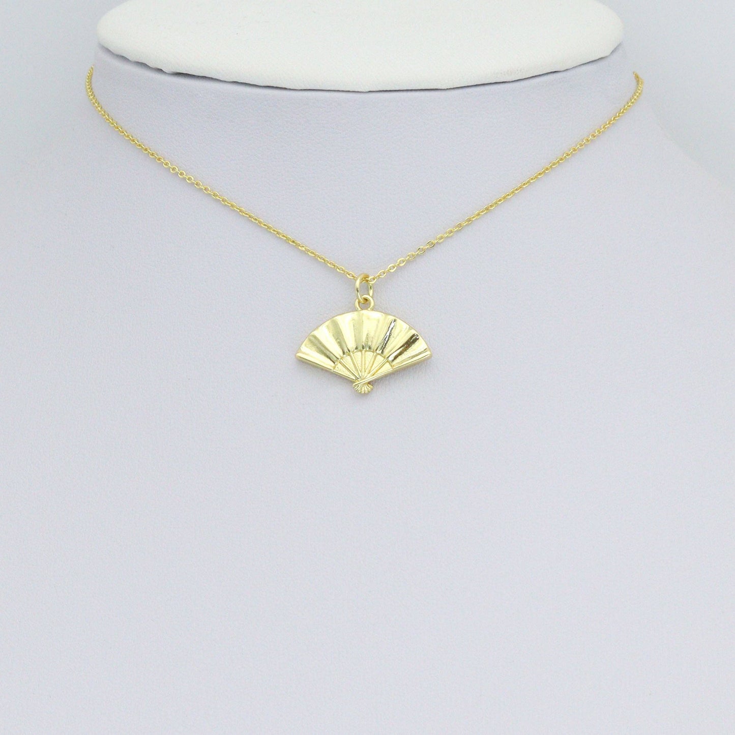 Gold Fan Shape Charm Pendant, Sku#LK1182