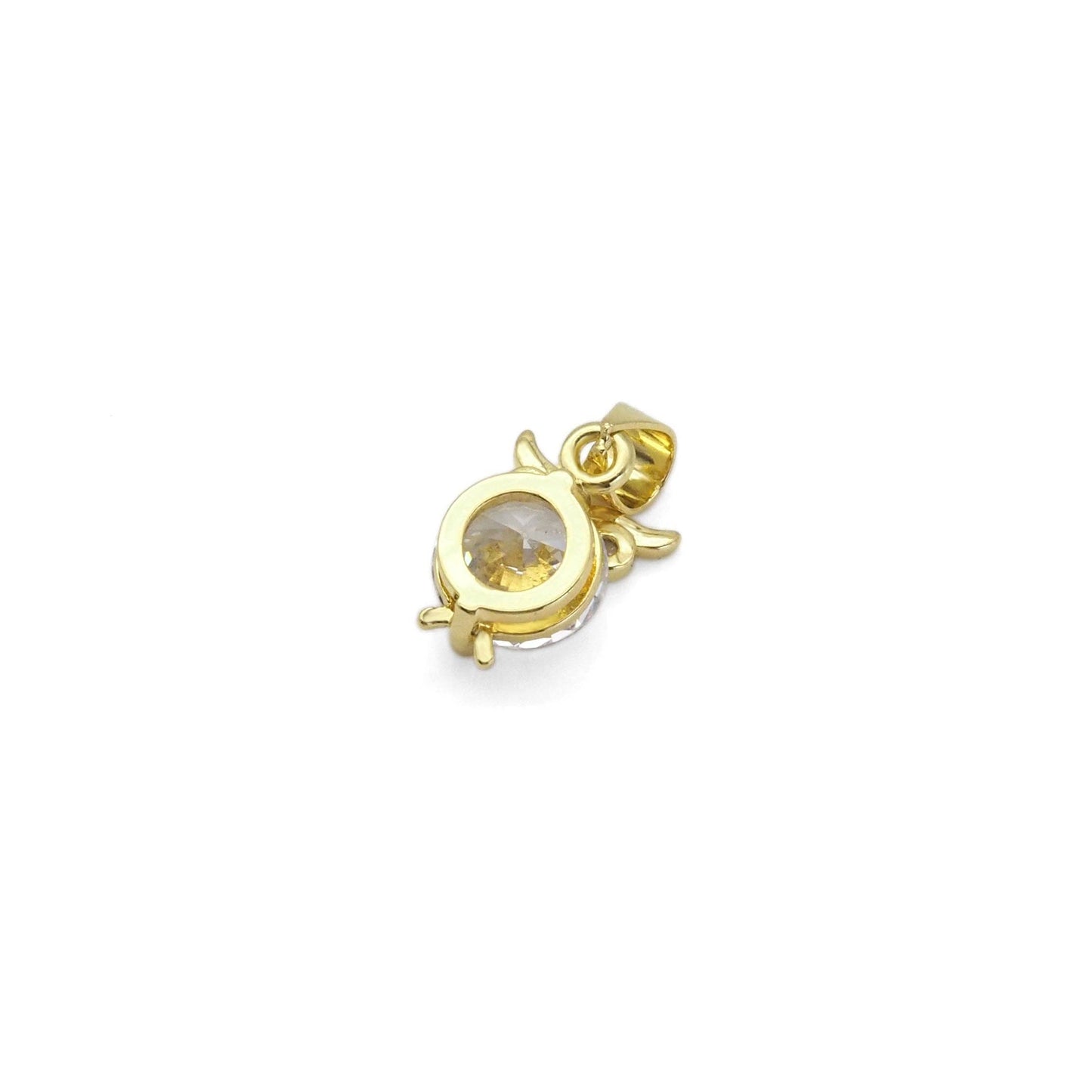 Gold Big Clear CZ Owl Charm, Sku#LK866
